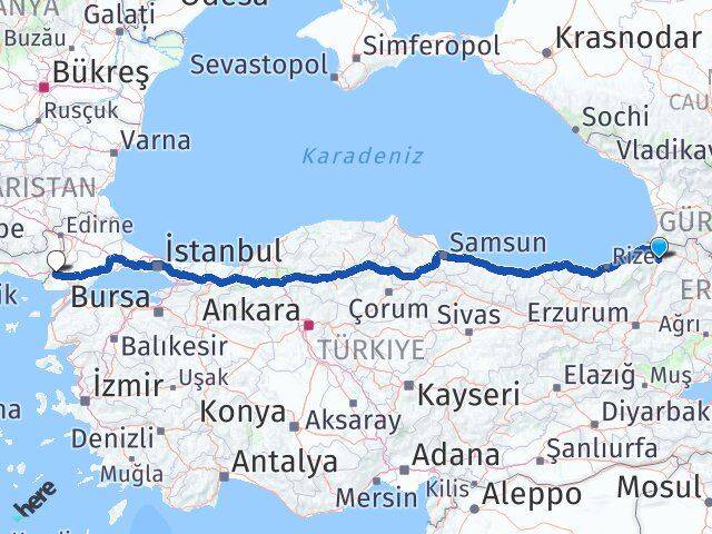 Artvin İpsala Edirne Arası Kaç Km - Yol Haritası