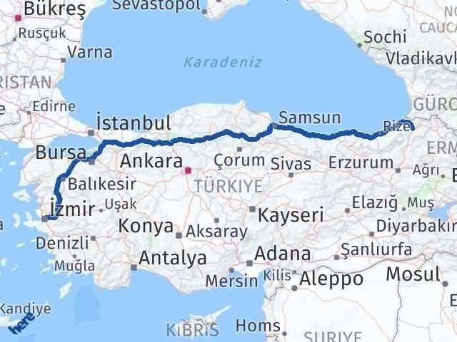 Artvin Karabağlar İzmir Arası Kaç Km - Yol Haritası