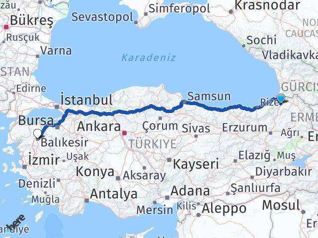 Artvin Karesi Balıkesir Arası Kaç Km - Yol Haritası