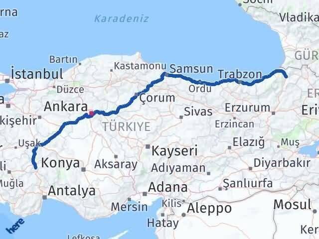 Artvin Keçiborlu Isparta Arası Kaç Km - Yol Haritası