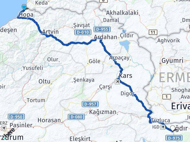 Artvin Kemalpaşa Iğdır Arası Kaç Km - Yol Haritası