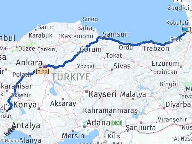 Artvin Kemalpaşa Isparta Arası Kaç Km - Yol Haritası