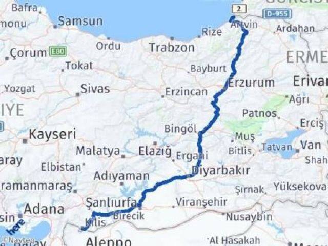 Artvin Kemalpaşa Kilis Arası Kaç Km - Yol Haritası