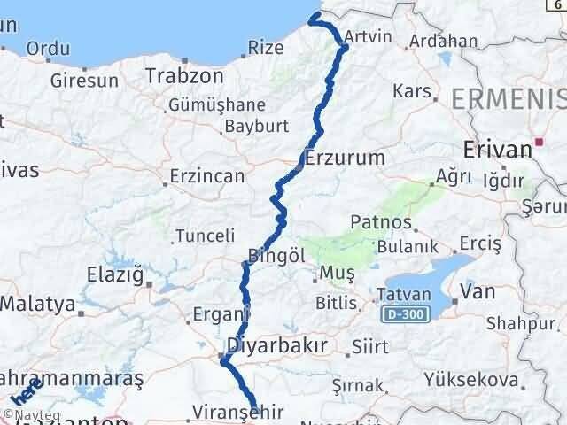 Artvin Kemalpaşa Mardin Arası Kaç Km - Yol Haritası