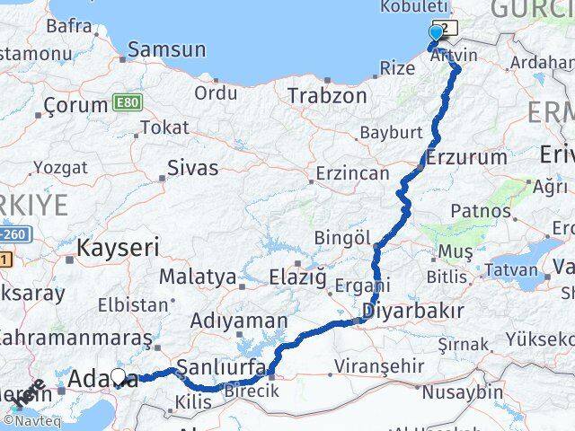 Artvin Kemalpaşa Osmaniye Arası Kaç Km - Yol Haritası