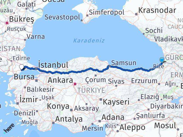 Artvin Kemalpaşa Tekirdağ Arası Kaç Km - Yol Haritası