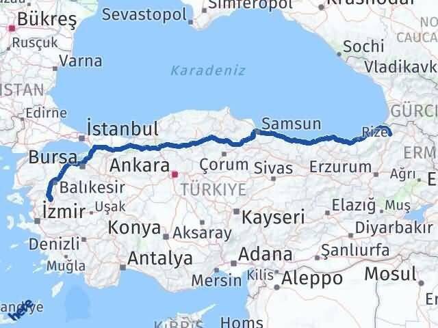 Artvin Kırkağaç Manisa Arası Kaç Km - Yol Haritası