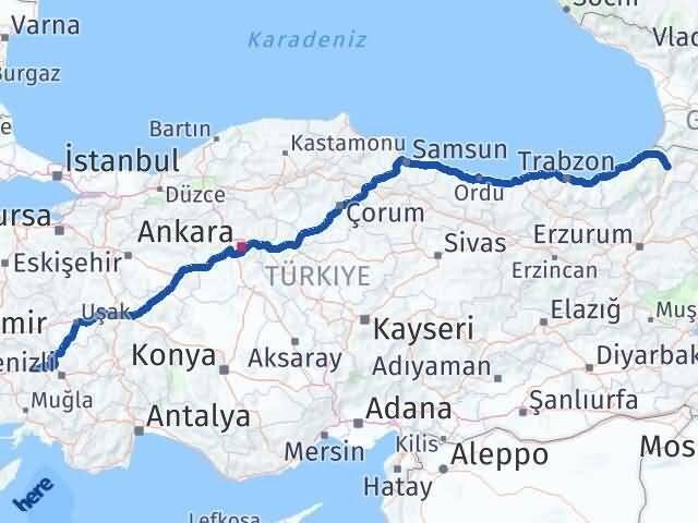 Artvin Kuyucak Aydın Arası Kaç Km - Yol Haritası