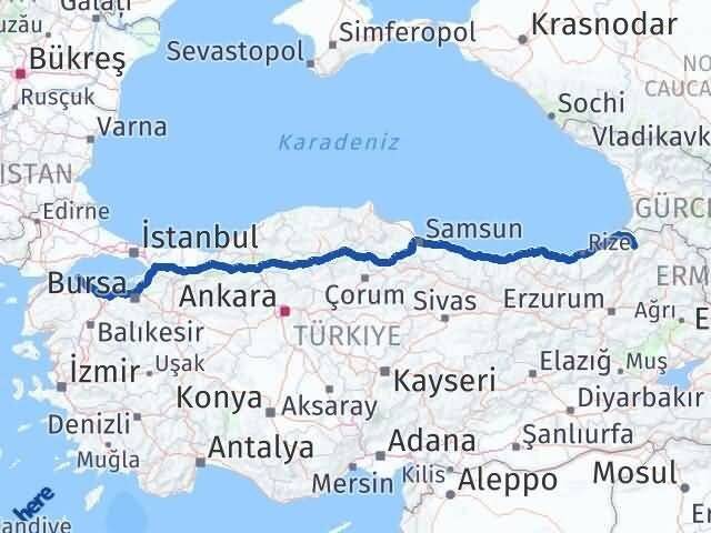 Artvin Marmara Balıkesir Arası Kaç Km - Yol Haritası