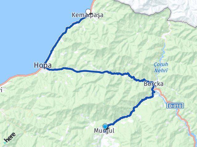 Artvin Murgul Kemalpaşa Arası Kaç Km - Yol Haritası