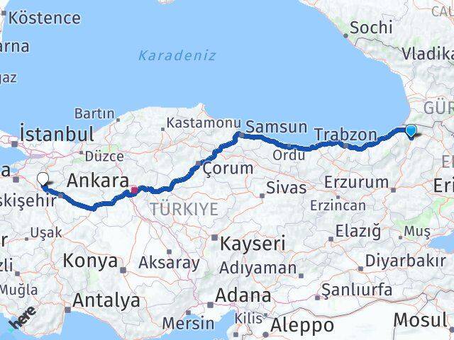 Artvin Pazaryeri Bilecik Arası Kaç Km - Yol Haritası