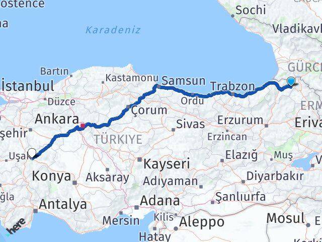 Artvin Şavşat Afyonkarahisar Arası Kaç Km - Yol Haritası