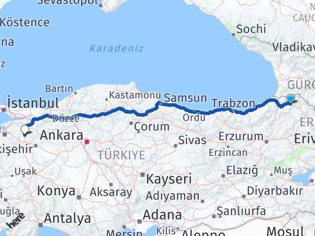 Artvin Şavşat Bilecik Arası Kaç Km - Yol Haritası