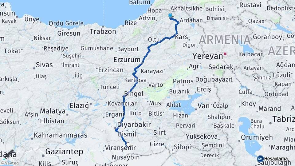 Artvin Şavşat Mardin Arası Kaç Km - Yol Haritası