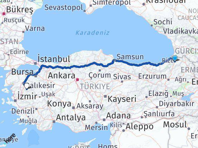 Artvin Sındırgı Balıkesir Arası Kaç Km - Yol Haritası