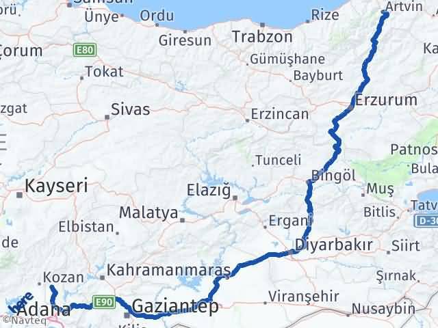 Artvin Sumbas Osmaniye Arası Kaç Km - Yol Haritası