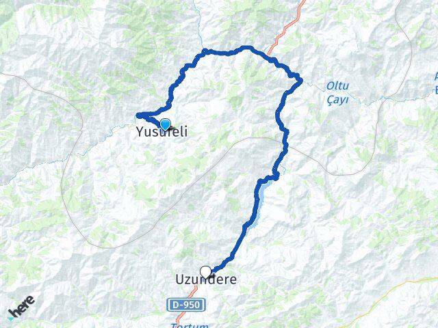 Artvin Yusufeli Uzundere Erzurum Arası Kaç Km - Yol Haritası