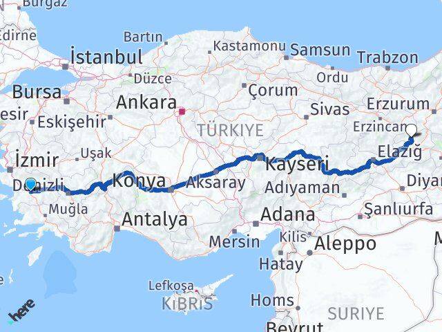 Aydın Adaklı Bingöl Arası Kaç Km - Yol Haritası