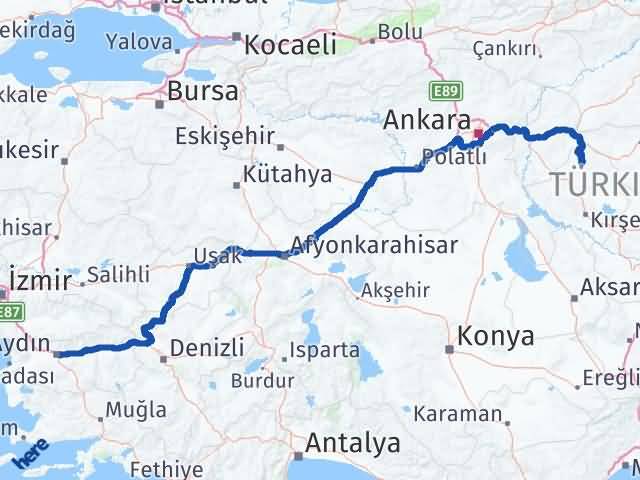 Aydın Akçakent Kırşehir Arası Kaç Km - Yol Haritası