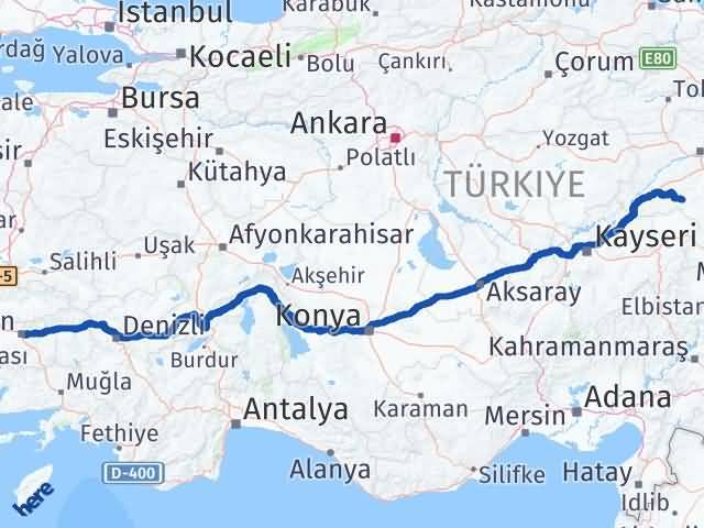 Aydın Altınyayla Sivas Arası Kaç Km - Yol Haritası