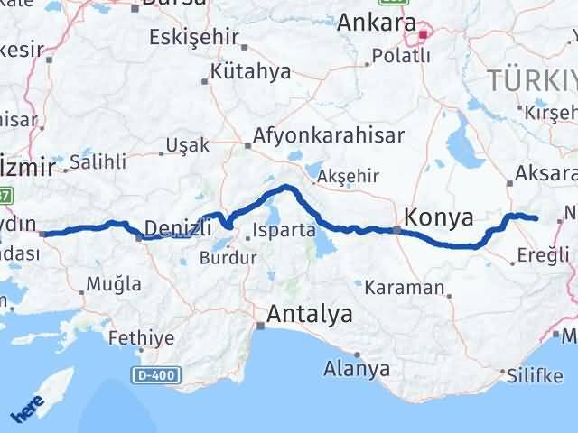 Aydın Altunhisar Niğde Arası Kaç Km - Yol Haritası
