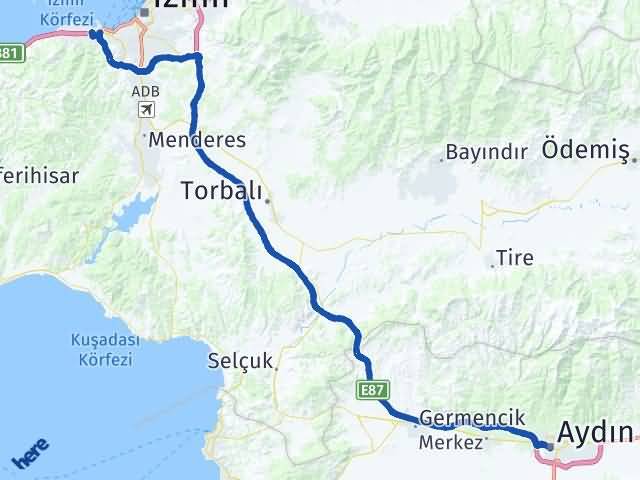 Aydın Balçova İzmir Arası Kaç Km - Yol Haritası