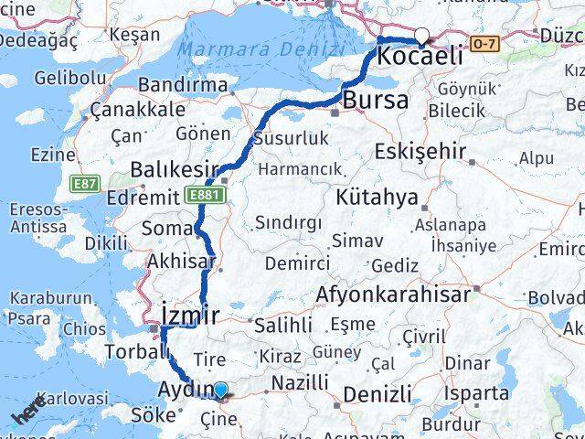 Aydın Başiskele Kocaeli Arası Kaç Km - Yol Haritası