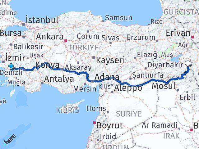 Aydın Başkale Van Arası Kaç Km - Yol Haritası