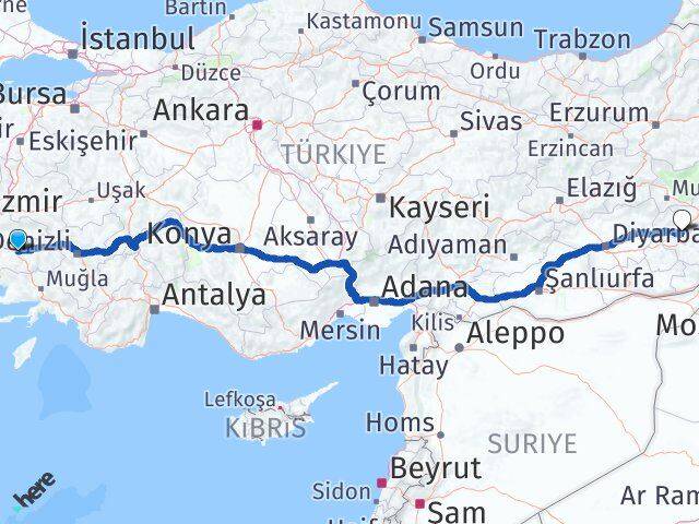 Aydın Baykan Siirt Arası Kaç Km - Yol Haritası