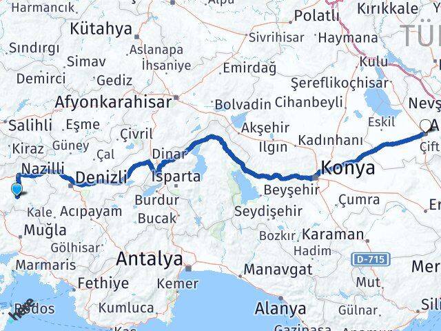 Aydın Bozdoğan Aksaray Arası Kaç Km - Yol Haritası