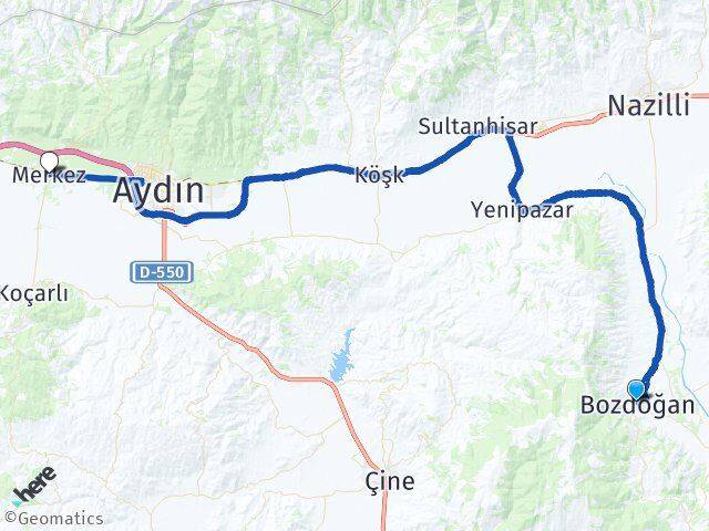 Aydın Bozdoğan İncirliova Arası Kaç Km - Yol Haritası