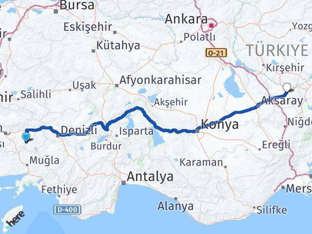 Aydın Bozdoğan Nevşehir Arası Kaç Km - Yol Haritası