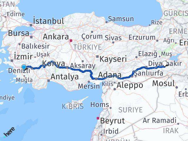 Aydın Bozdoğan Siirt Arası Kaç Km - Yol Haritası