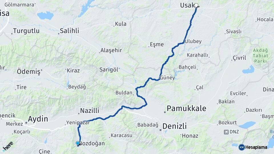 Aydın Bozdoğan Uşak Arası Kaç Saat? Yol Haritası, Yakıt, Rota ve Mesafe Hesaplama Aydın Bozdoğan Uşak Arası Kaç Km? Kaç Saat? Yol Haritası