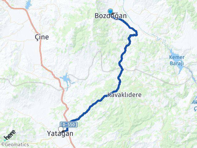 Aydın Bozdoğan Yatağan Muğla Arası Kaç Km - Yol Haritası
