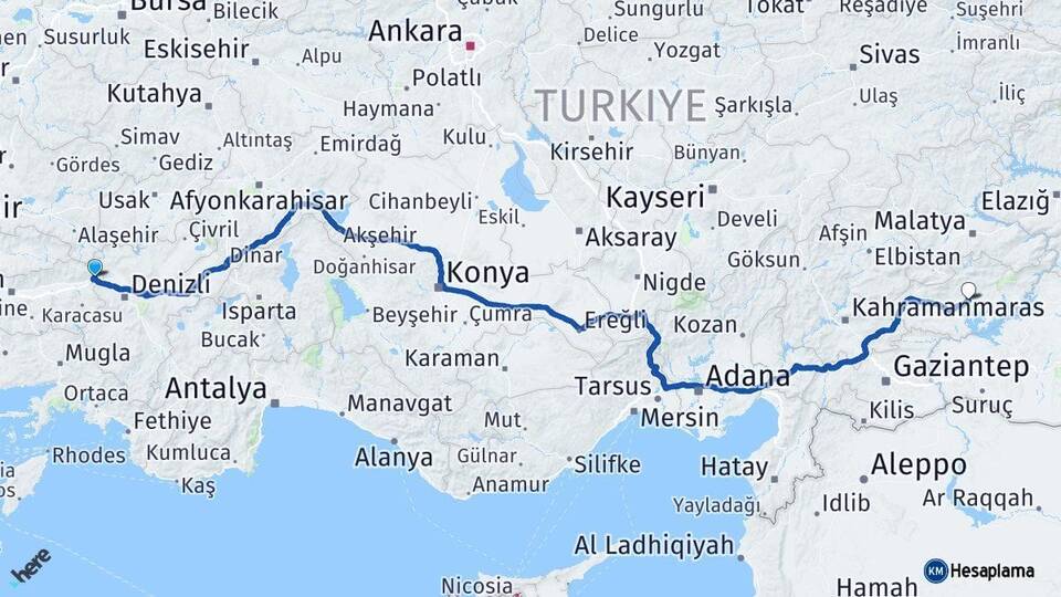 Aydın Buharkent Adıyaman Arası Kaç Km - Yol Haritası