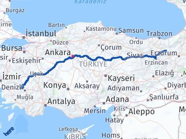 Aydın Buharkent Bayburt Arası Kaç Km - Yol Haritası