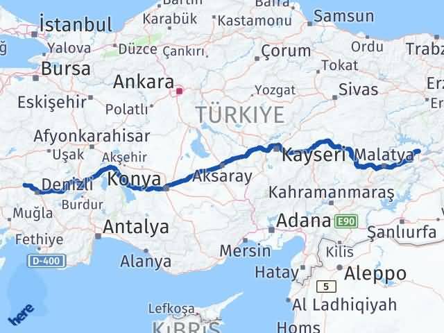 Aydın Buharkent Elazığ Arası Kaç Km - Yol Haritası