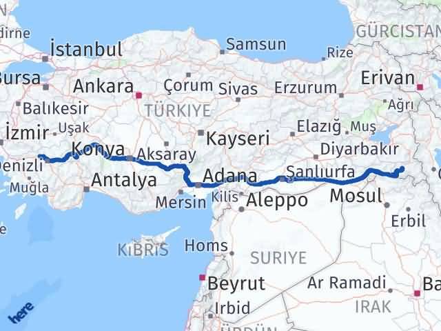 Aydın Buharkent Hakkari Arası Kaç Km - Yol Haritası