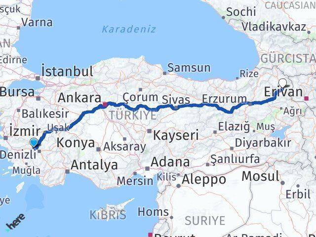 Aydın Buharkent Kars Arası Kaç Km - Yol Haritası