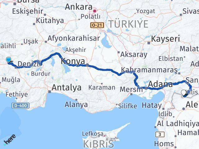 Aydın Buharkent Kilis Arası Kaç Km - Yol Haritası