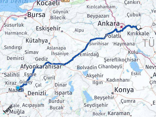 Aydın Buharkent Kırıkkale Arası Kaç Km - Yol Haritası
