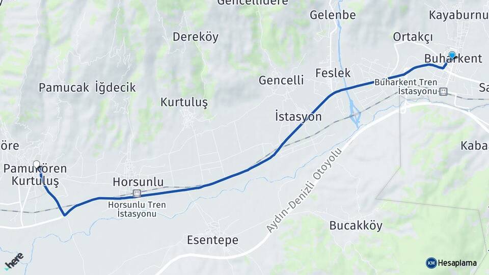 Aydın Buharkent Pamukören Kuyucak Arası Kaç Km - Yol Haritası