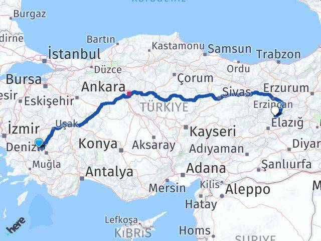 Aydın Buharkent Tunceli Arası Kaç Km - Yol Haritası