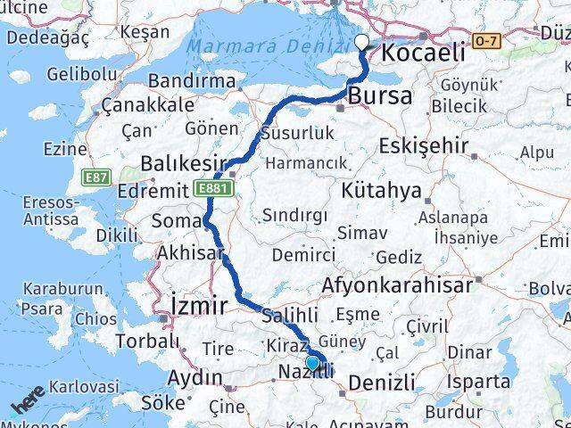 Aydın Buharkent Yalova Arası Kaç Km - Yol Haritası