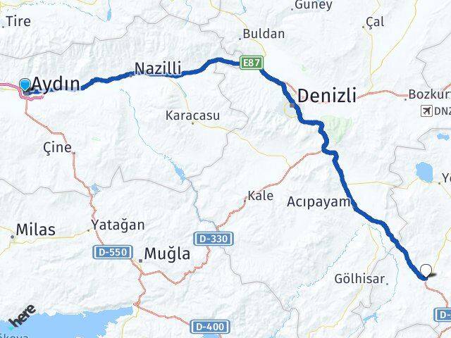 Aydın Çavdır Burdur Arası Kaç Km - Yol Haritası