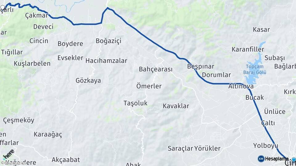 Aydın Çine Koçarlı Arası Kaç Km - Yol Haritası