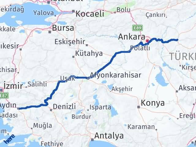Aydın Delice Kırıkkale Arası Kaç Km - Yol Haritası