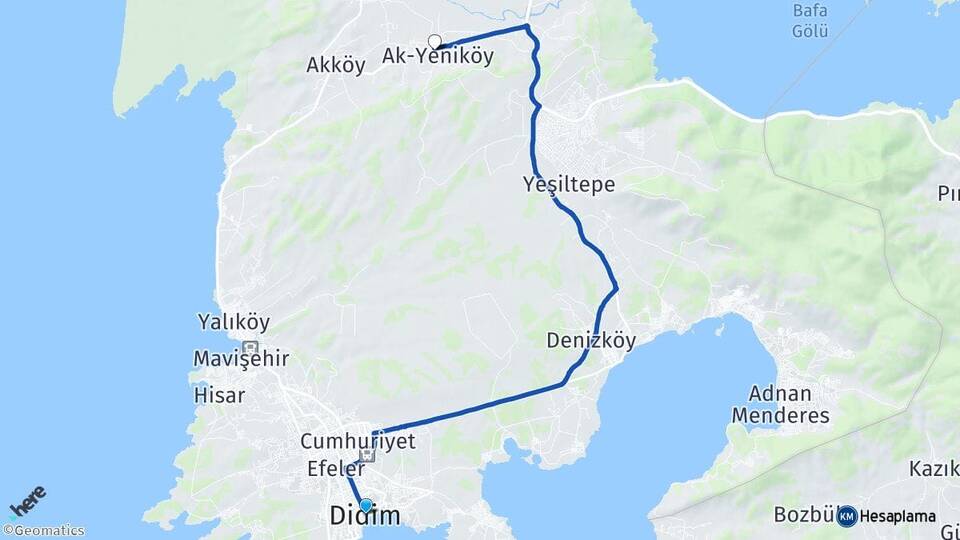 Aydın Didim Ak-Yeniköy Didim Arası Kaç Km - Yol Haritası
