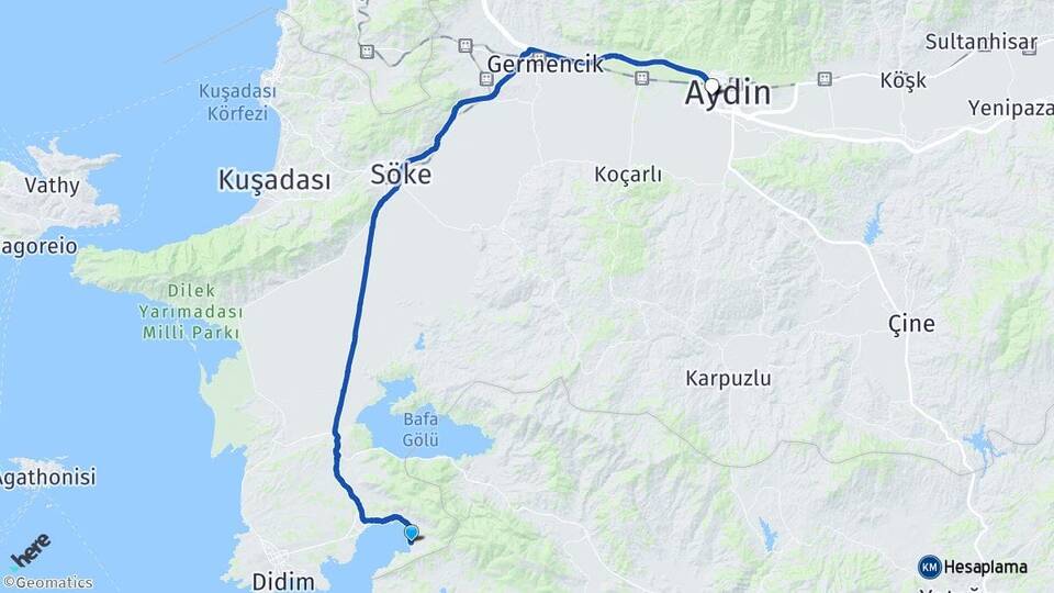 Aydın Didim Akbük Efeler Arası Kaç Km - Yol Haritası